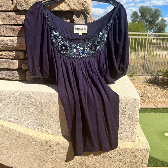 Hannah Jo purple sequence blouse size small - Picture 15 of 17